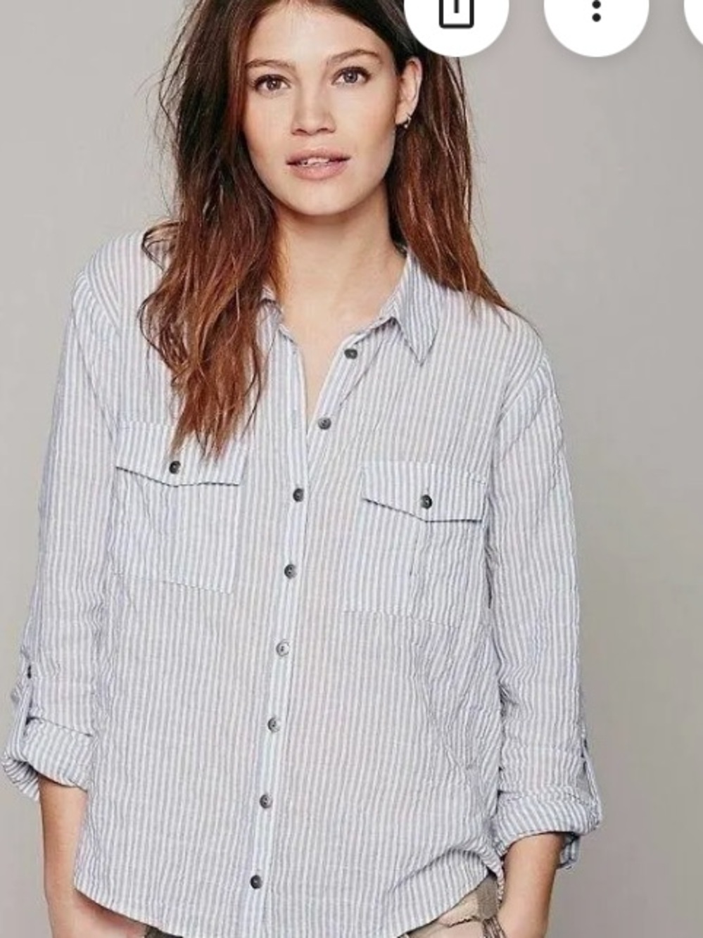 Free people mixed media Stripe front floral back soft knit blouse top small